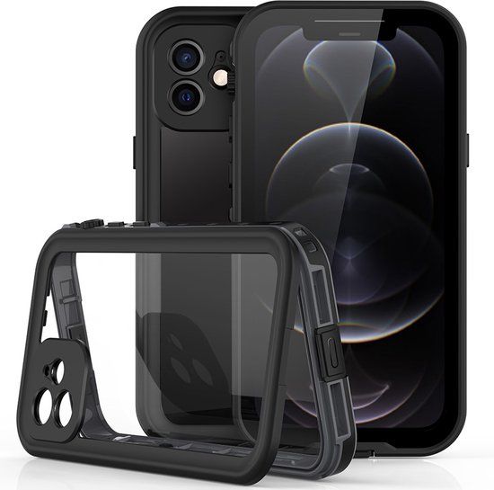 Redpepper Dot Plus Waterproof Backcover iPhone 12 hoesje - Zwart