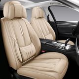 NS YOLO Lederen autostoelhoezen, kunstleer autovoertuig, kussenhoes voor auto's, SUV's, pick-up truck, universele passet voor auto-interieuraccessoires (beige)