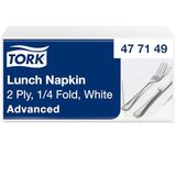 Tork Lunchservet Wit, 1/4 gevouwen, 2-laags, 33 x 33 cm, 10 x 200 servetten, 477149