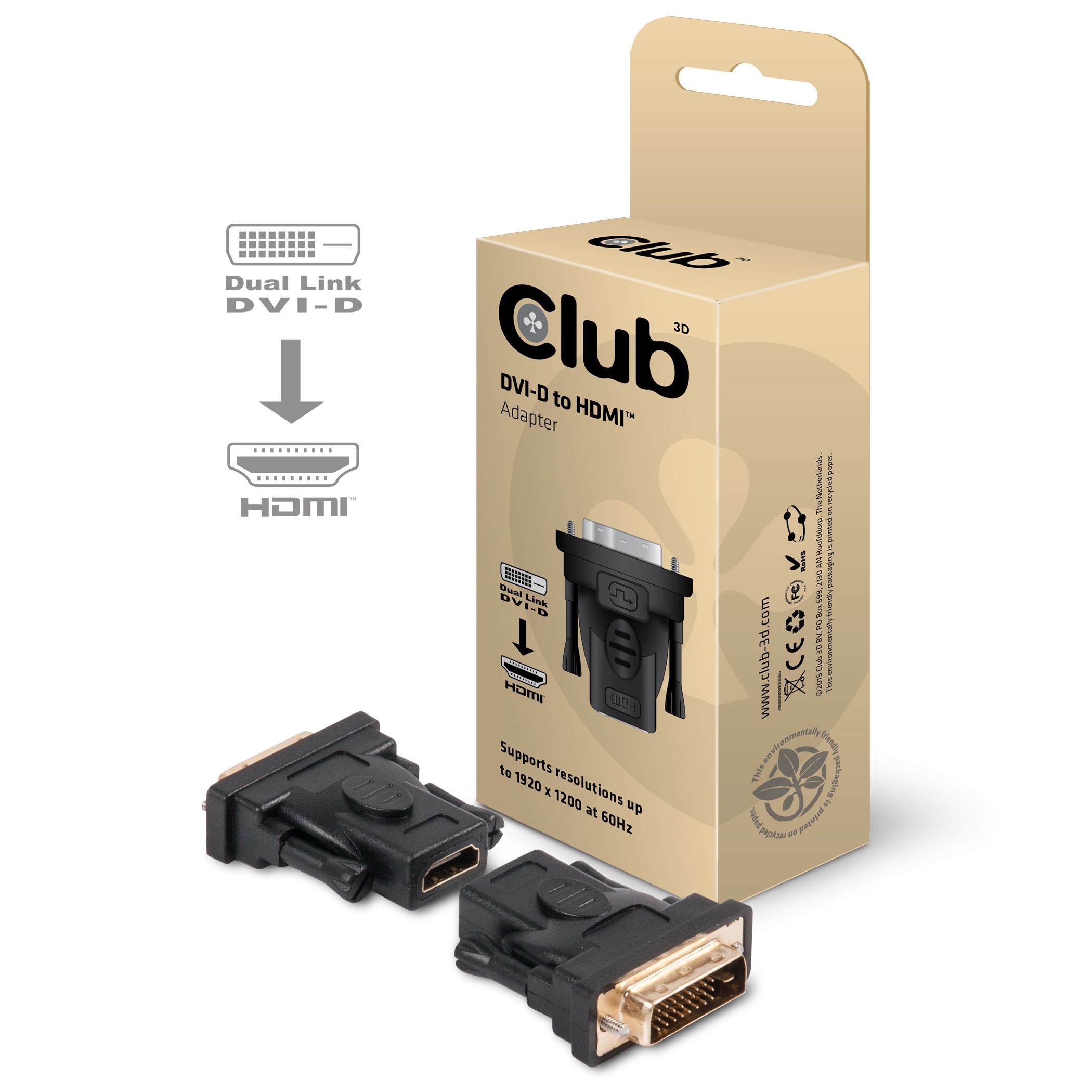 CLUB3D DVI-D Male to HDMI Female Adapter - Black