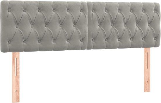 vidaXL Hoofdbord 160x7x78/88 cm Fluweel Lichtgrijs