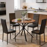 Bealife TB64 Eettafel en Stoelen voor 4 Personen - Moderne Eetkamer Stoelen Set met PU Leer - Zwart