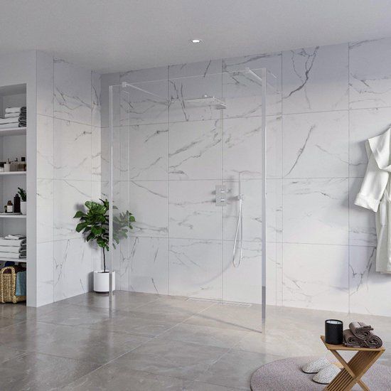 FortiFura Galeria Vrijstaande Inloopdouche - 140x200cm - Helder - Chroom