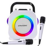 DYNASONISCH. Draadloze Bluetooth luidspreker met LED-lampjes. Draagbare karaoke machine met twee microfoons. Origineel cadeau (Dk-201 zwart)