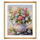 Trimits Bedrukte kruissteekpakketten - Bedrukte borduur- en handwerkpakketten voor volwassenen, beginners en kinderen, kerstcadeaus, wanddecoratie (lijst niet inbegrepen), 11 count Aida, Bloom