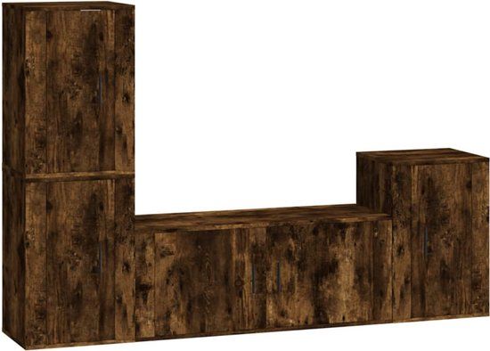 vidaXL 4-delige Tv-meubelset bewerkt hout gerookt eikenkleurig