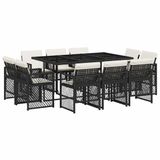 vidaXL 11-delige Tuinset met kussens, polyrattan, zwart