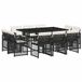 vidaXL Ensemble de jardin 11 pièces avec coussins, polyrotin, noir
