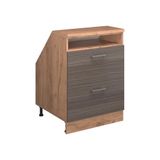 Vicco Rion Kast voor schuine wand – 60 x 81.6 cm met 2 laden, kastromp 60 cm diepte Edel grijs