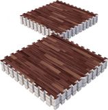 Gorilla Sports Vloermatten - Beschermingsmatten - 16 stuks - Totaal 5,76 m2 - Donker houtlook - Sportvloer - Puzzel