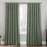 Sun Zero Brookhaven 2-pack geborduurde bloemen geplooide look 100% verduisterende achterkant tab gordijn paneel paar, 50 "x 96", mos
