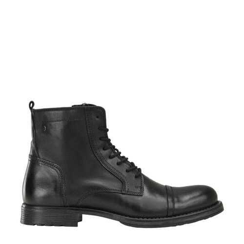 JACK & JONES JFWRUSSEL Leather Lace-up Boots - Anthracite