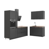 Vicco Keuken Fame-Line, Donkergrijs/Wit, 220 x 120 cm, WB Eik