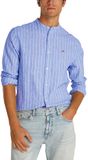Tommy Hilfiger Hemd mit Nadelstreifen und Mandarin-Kragen, Langarm - Hellblau