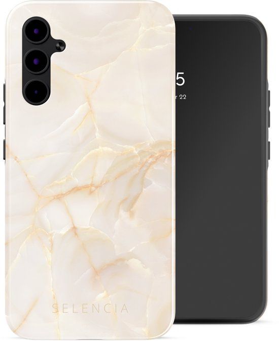 Selencia Hoesje - Geschikt voor Samsung Galaxy A34 (5G) - Backcover - Golden Beige Marble