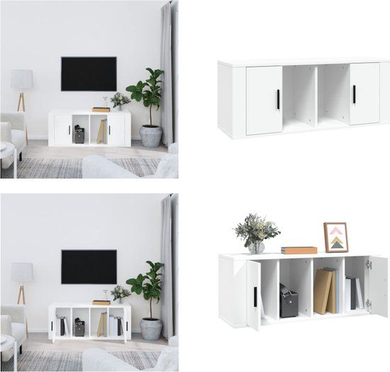 VidaXL TV-meubel 100x35x40 cm bewerkt hout wit