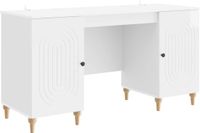 vidaXL Bureau Glanzend Wit 142,5 x 50 x 75 cm Bewerkt hout