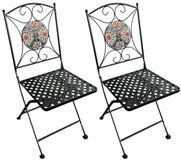 AXI Camilla Bistro Stoelen – Inklapbaar – Casa del Sol – Metalen inklapbare tuinstoelen – Hoge rugleuning – Set van 2 stuks – Mozaïeklook – Ingelegd met keramische tegels – 150 kg draagkracht – Tuin, terras of balkon