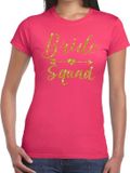 Bellatio Decorations Shoppartners Bv Vrijgezellenfeest Bride Squad Cupido goud glitter tekst t shirt roze dames - Vrijgezellenfeest kleding S
