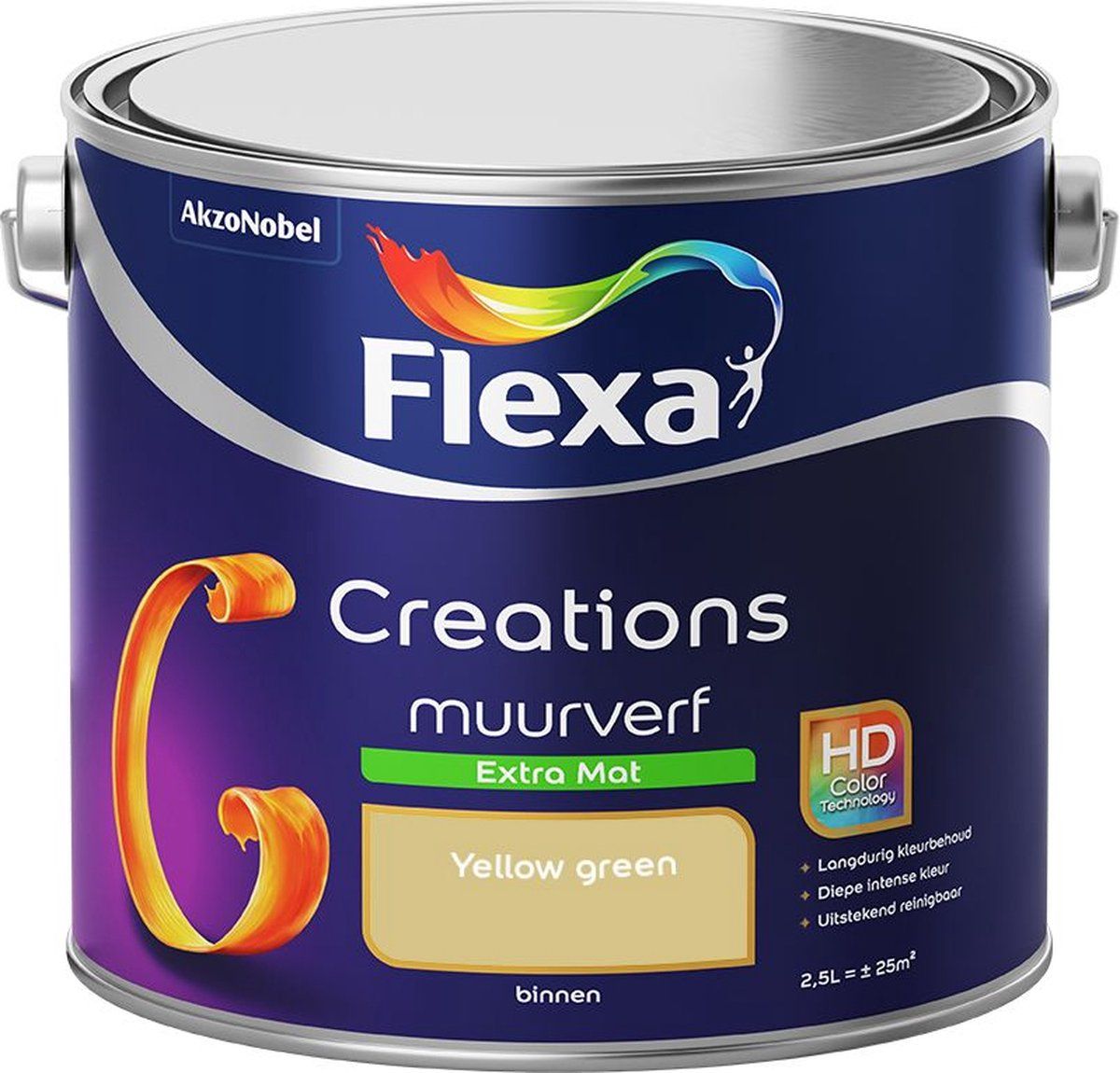 FLEXA Creations Muurverf Extra Mat Yellow green - Kleur van het jaar 2006 2.5L - 8711113483759