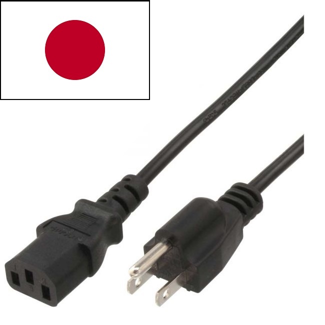 Inline Japan stroomkabel met C13 plug - zwart - 1 8 meter