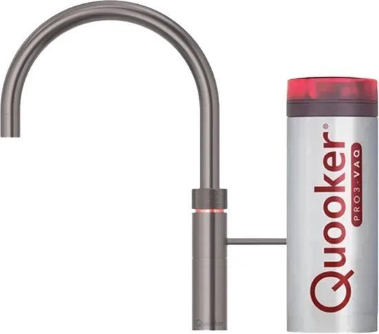 Quooker Fusion Round kokendwaterkraan - draaibare uitloop - PRO3 reservoir - Warm / kokend water - gunmetal 3FRGME