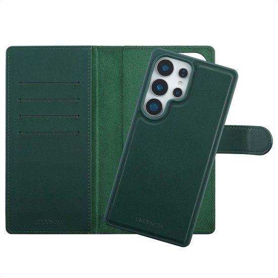 Selencia Hoesje - Geschikt voor Samsung Galaxy S25 Ultra - Olyn Uitneembare Bookcase met Magnetische Ring - Groen