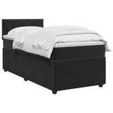 vidaXL Boxspringbed met matras, zwart, 90 x 190 cm, fluweel