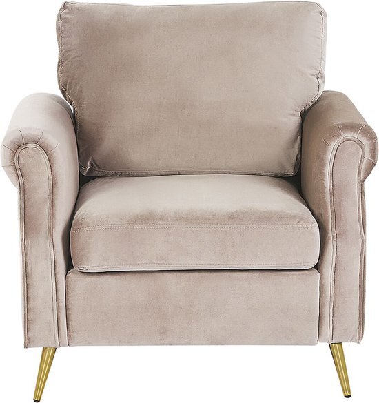 Beliani Fauteuil fluweel taupe VIETAS