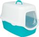 TRIXIE Kattenbak Vico, 40x40x56 cm, turquoise en wit, met deksel en klep, dubbele rand