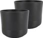 Bela Arte Bloempot/plantenpot Rille - 2x - ribbel - antraciet - voor kamerplant - D16.5 x H14.5 cm