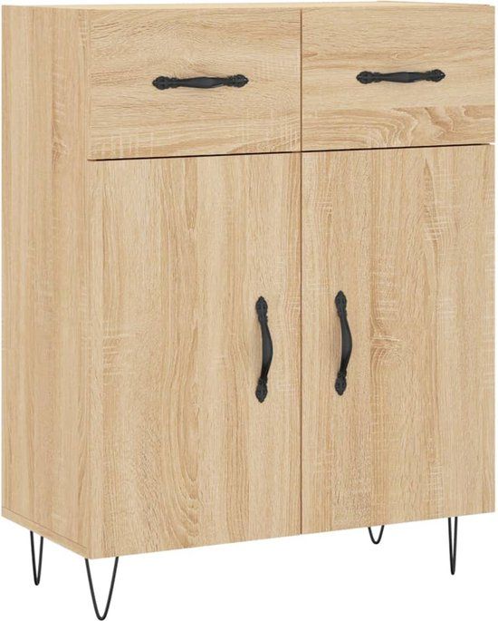 VidaXL Dressoir Sonoma Oak Hout Metaal 34x90 cm