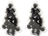 Cosy & Trendy Boules de Noël - 34x pièces - plastique - noir - mat - brillant - paillettes - 3 cm - mini décoration sapin