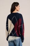 WE Fashion Dames oversized gebreid vest van wolmix met ruit