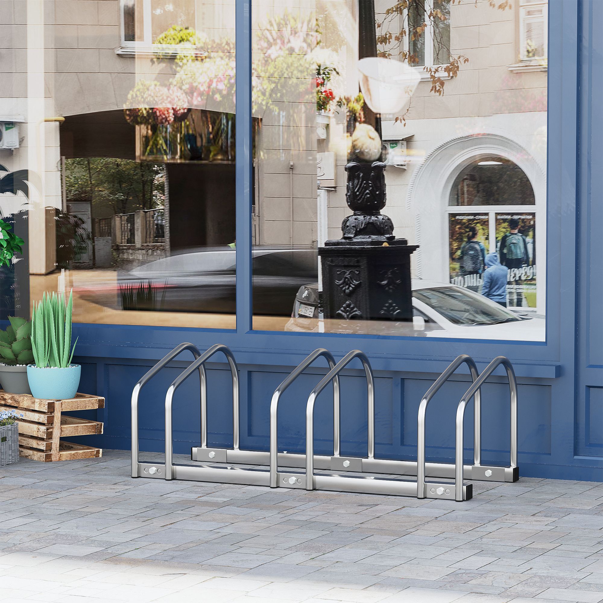 Homcom Parking voor 3 fietsen Fietsparkeerstandaard 76X33X27Cm