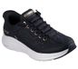 Skechers Contour Foam Sneakers voor dames, Zwart Duraleather leer en roségouden rand, 38.5 EU