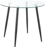 en.casa Glazen tafel Humppila rond 75x80 cm zwart en transparant