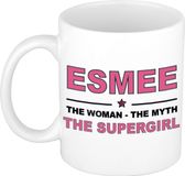Bellatio Decorations naam cadeau mok - Esmee - Woman Myth Supergirl - koffiemok - 300 ml - collega - moederdag