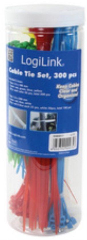 LogiLink Kabelbinderset, 600 stuks, Nylon, Zwart, Blauw, Groen, Rood, Wit