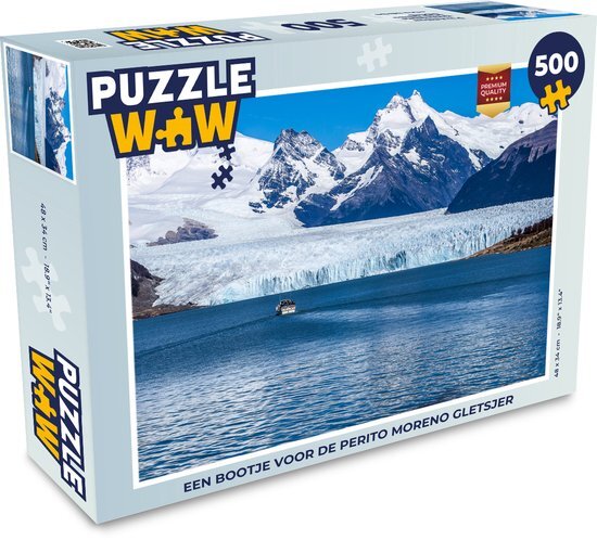 MuchoWow Puzzel Een bootje voor de Perito Moreno gletsjer - Legpuzzel - Puzzel 500 stukjes