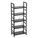Sweetcrispy Boekenkast met 5 niveaus, houten staand rek met metalen frame, opbergrek in industriële stijl, planken in woonkamer, keuken, rek voor kantoor, slaapkamer, werkkamer, modern zwart, 60 x 31