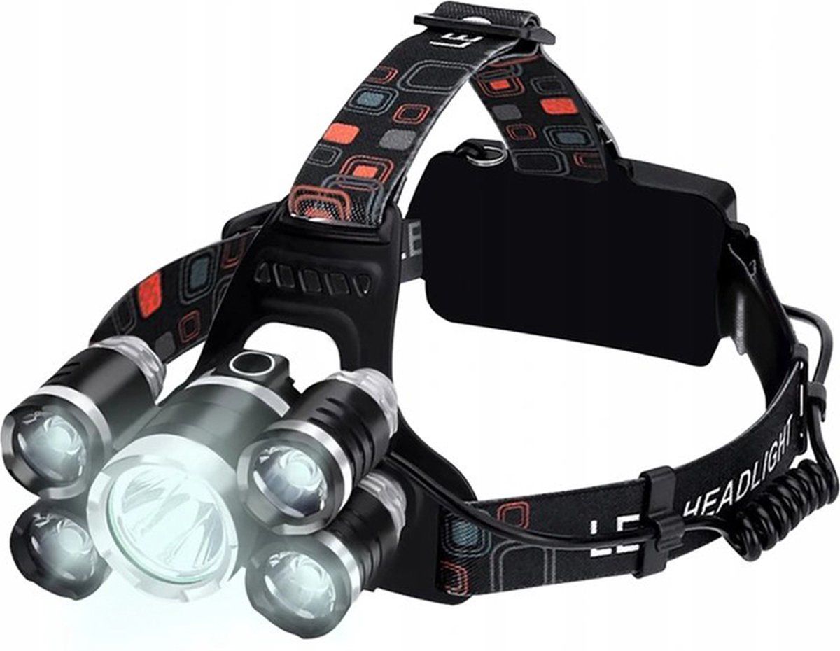BES LED Headlamp - Maxozo Hofdy - Rechargeable - 5 Headlamps - 500 Meter Range - 18000 Lumen - Adjustable - Ultra-Powerful Military Headlamp