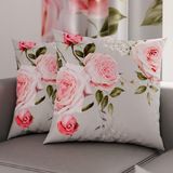 PETTI Artigiani Italiani - 1 paar kussenslopen 40 x 40 cm, van microvezel, decoratief kussen voor slaapkamer, bank, woonkamer, set van 2 kussenslopen, bloemenpatroon 20 grijs, 100% Made in Italy