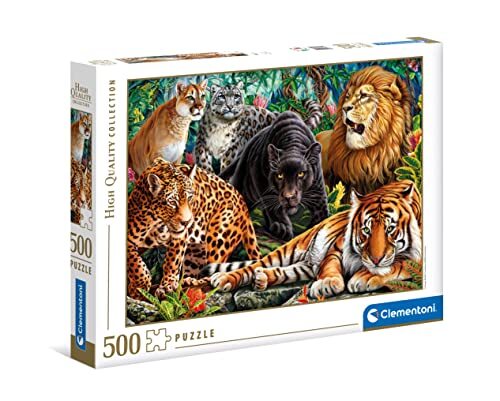 Clementoni Collection-Wild Cats-500 Made in Italy, 500 stukjes puzzel dieren, plezier voor volwassenen, meerkleurig, medium, 35126