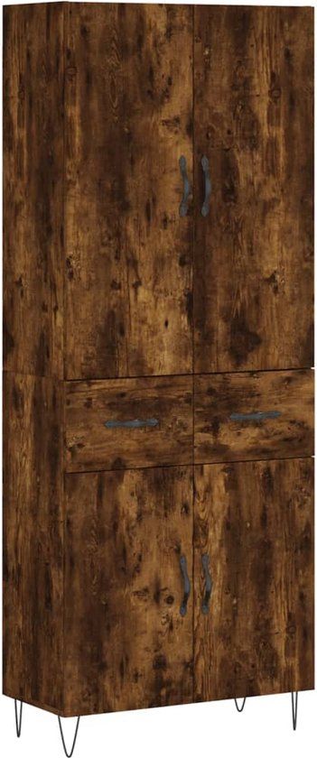vidaXL Hoge kast bewerkt hout gerookt eikenkleurig 69,5x34x180 cm