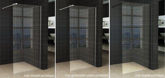 Wiesbaden Slim Inloopdouche - 95x200cm - 8mm - Nano - Vaste Wand