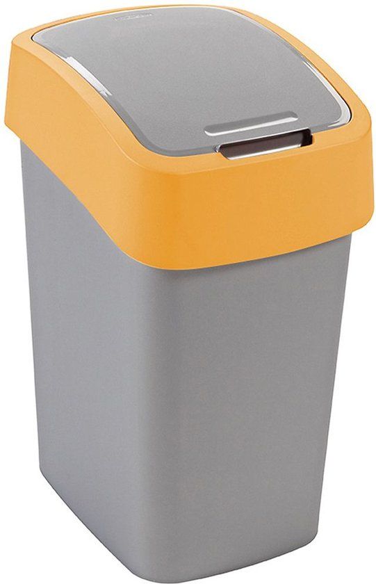 Cuver Flip Bin - 25L - Grey/Orange - Rectangular Trash Can with Lid