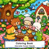 Fantasy Forest Coloring Book for Adults and Kids: Bold and Easy Designs for Relaxation Featuring Cute Woodland Animals, Magical Forest Friends, Cat, Frog, and Koala Animal Party