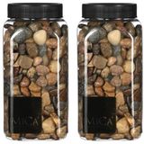 Mica Decorations pierres décoratives - 2x - 650ml - brun foncé mix