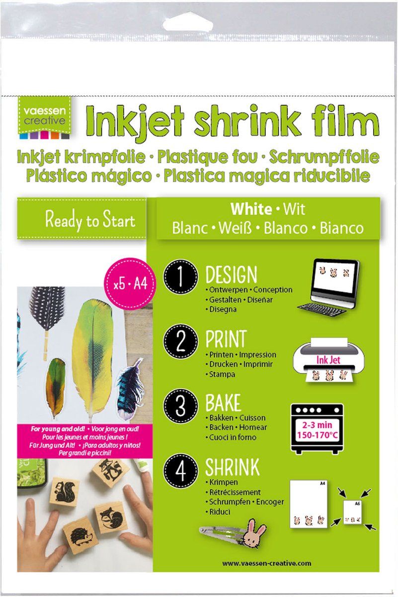 Vaessen Creative Krimpfolie (inkjet) A4 Wit 5pcs